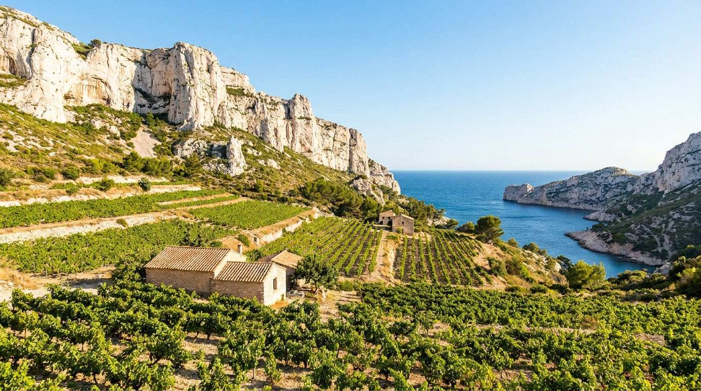 Vignoble de Cassis au pied des falaises