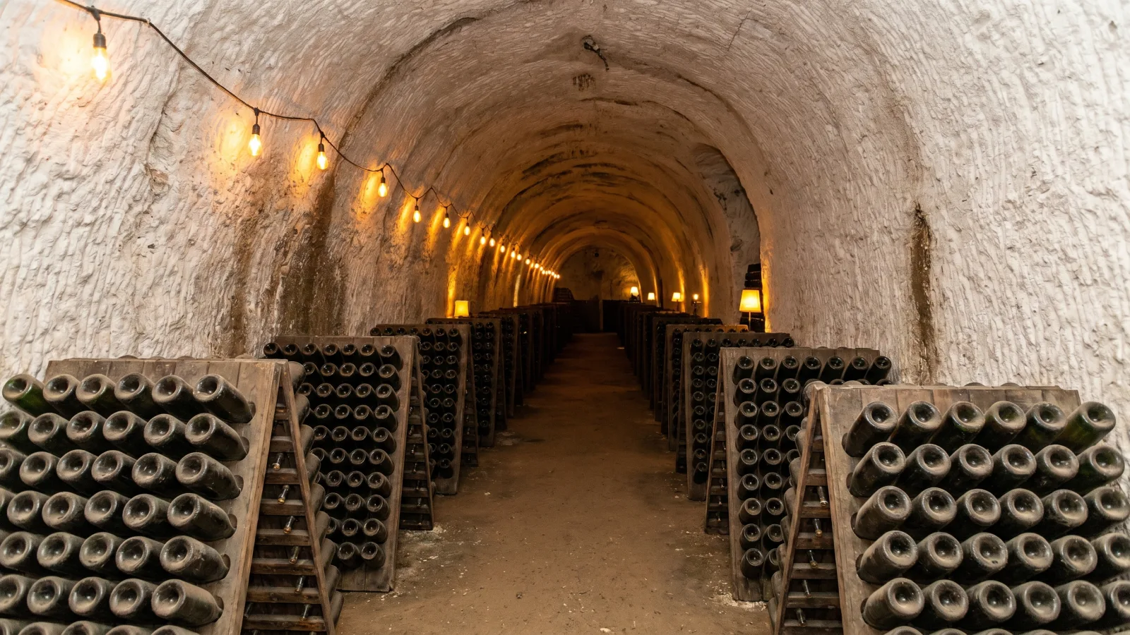 Crayères : cave de craie d’une maison de champagne où vieillissent les bouteilles