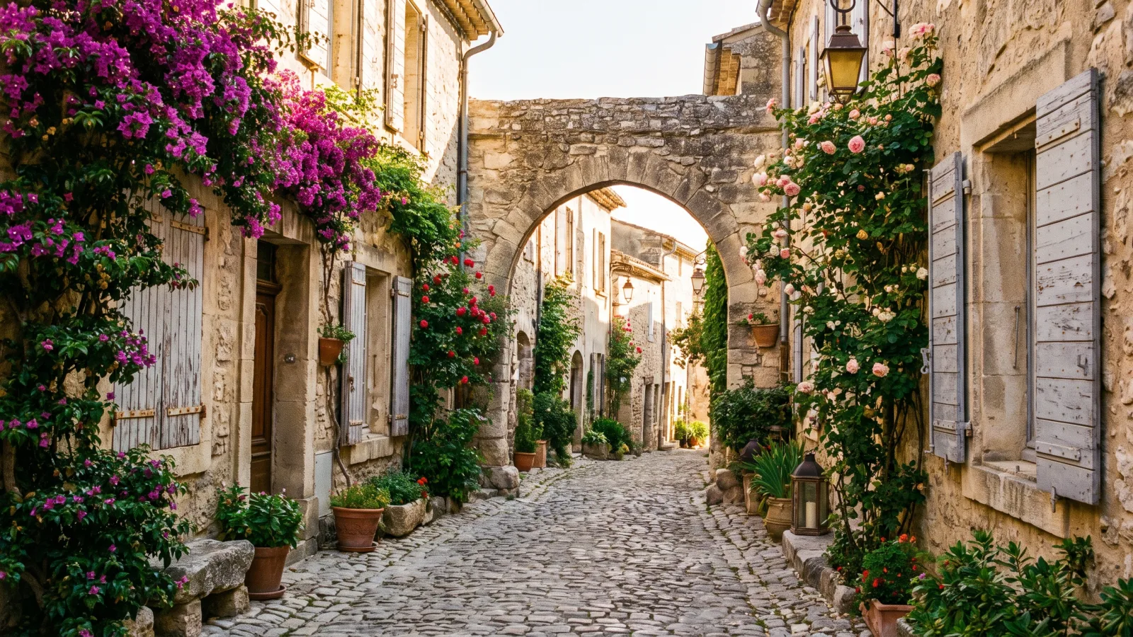 Ruelle pavée d'un village perché provençal