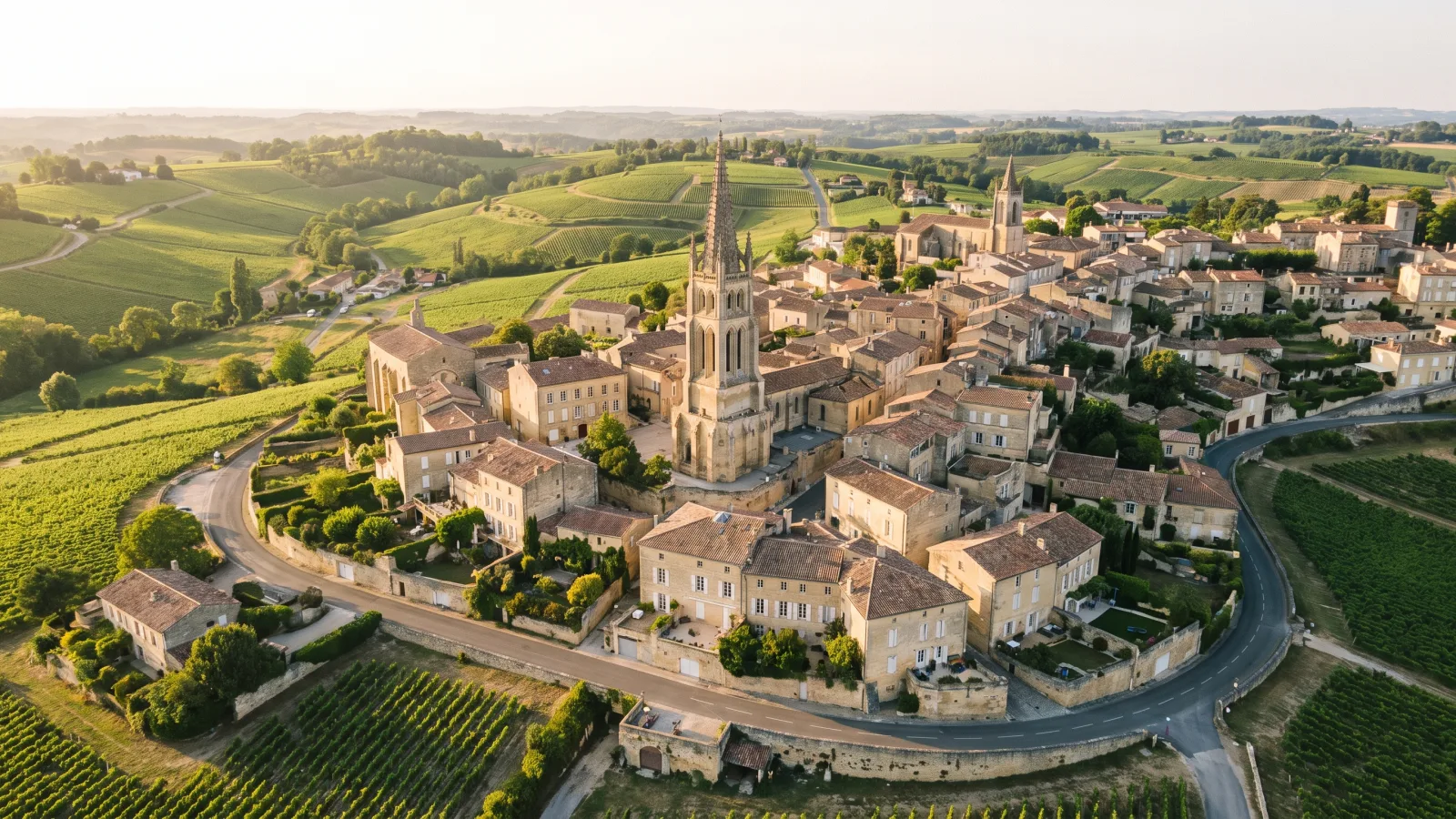 Le village médiéval de Saint-Émilion entouré de vignes