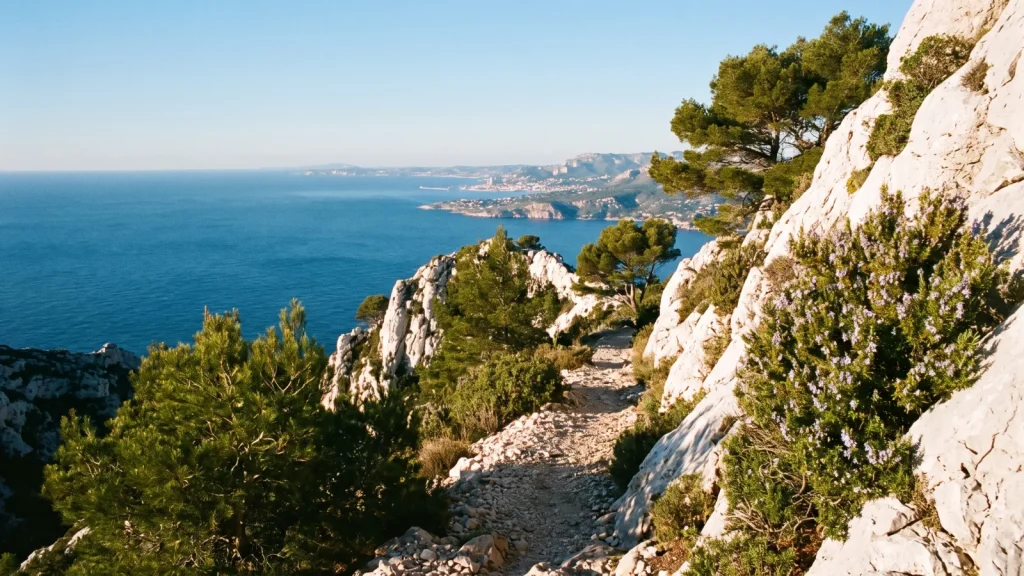Sentier de randonnée dans le parc national des Calanques entre Marseille et Cassis